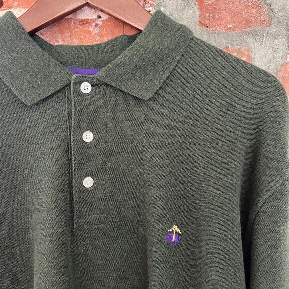 Brooks Brothers Men's Olive Green LS Polo Shirt L - Picture 1 of 5